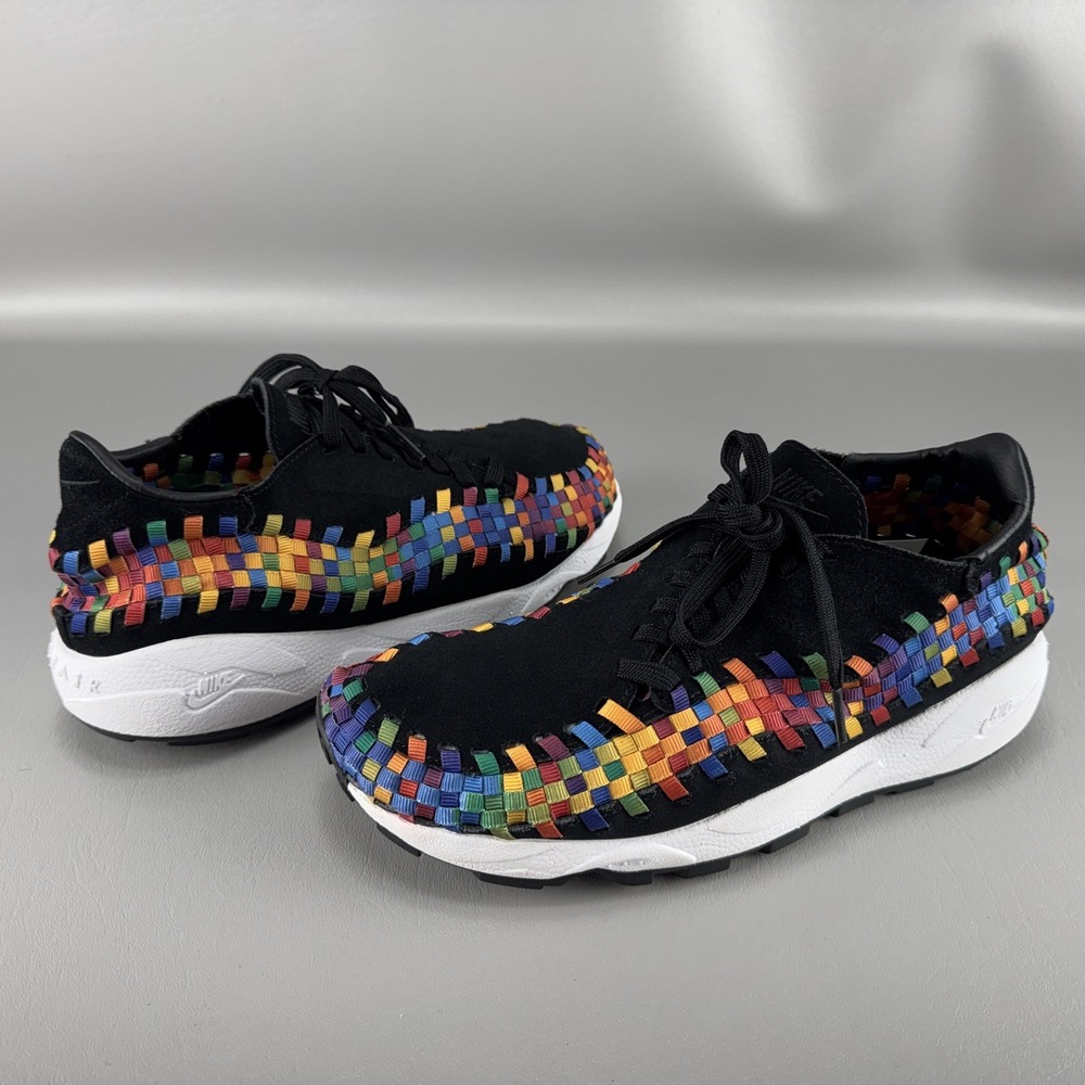 Nike Air Footscape Woven Black Rainbow Multi Color Streetwear Shoes Womens Sz 11